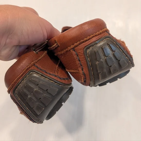 MINNETONKA Men's Brown Leather Moccasins Driving Loafers Shoes Size 8.5 - Picture 5 of 10